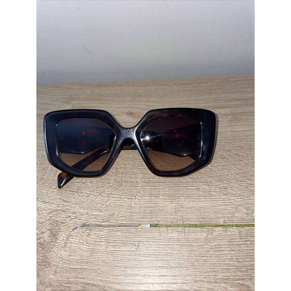 Prada SPR 14Z Brown Havana Hexagon Sunglasses Old Money Mob Wife 50-18